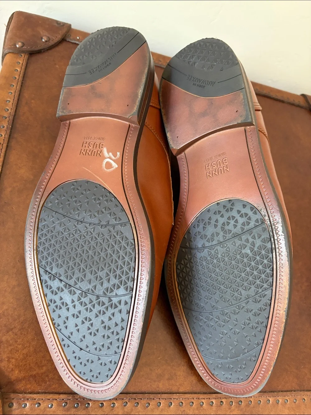 Nunn Bush Men’s Cognac Brown Leather Derby Dress Shoes